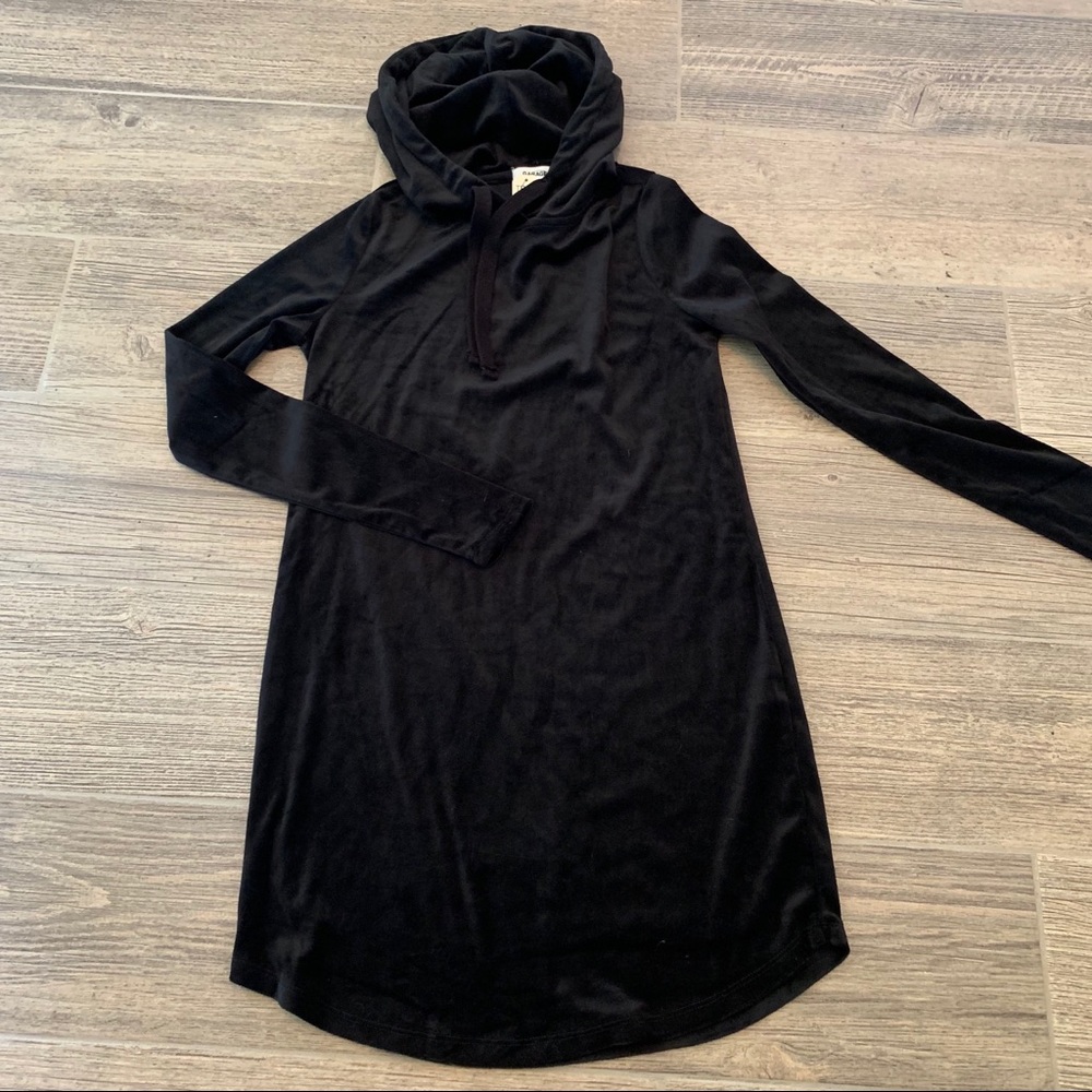 New Garage Black Velour Dress with Hood